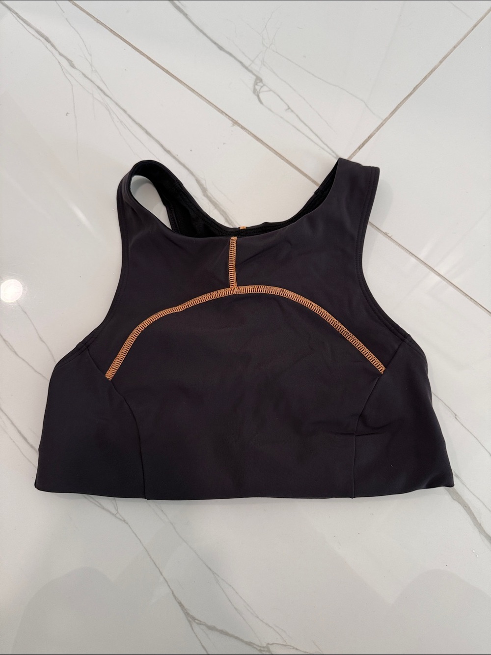 lululemon athletica Black Sports Bra with Tan Contrast Stitching